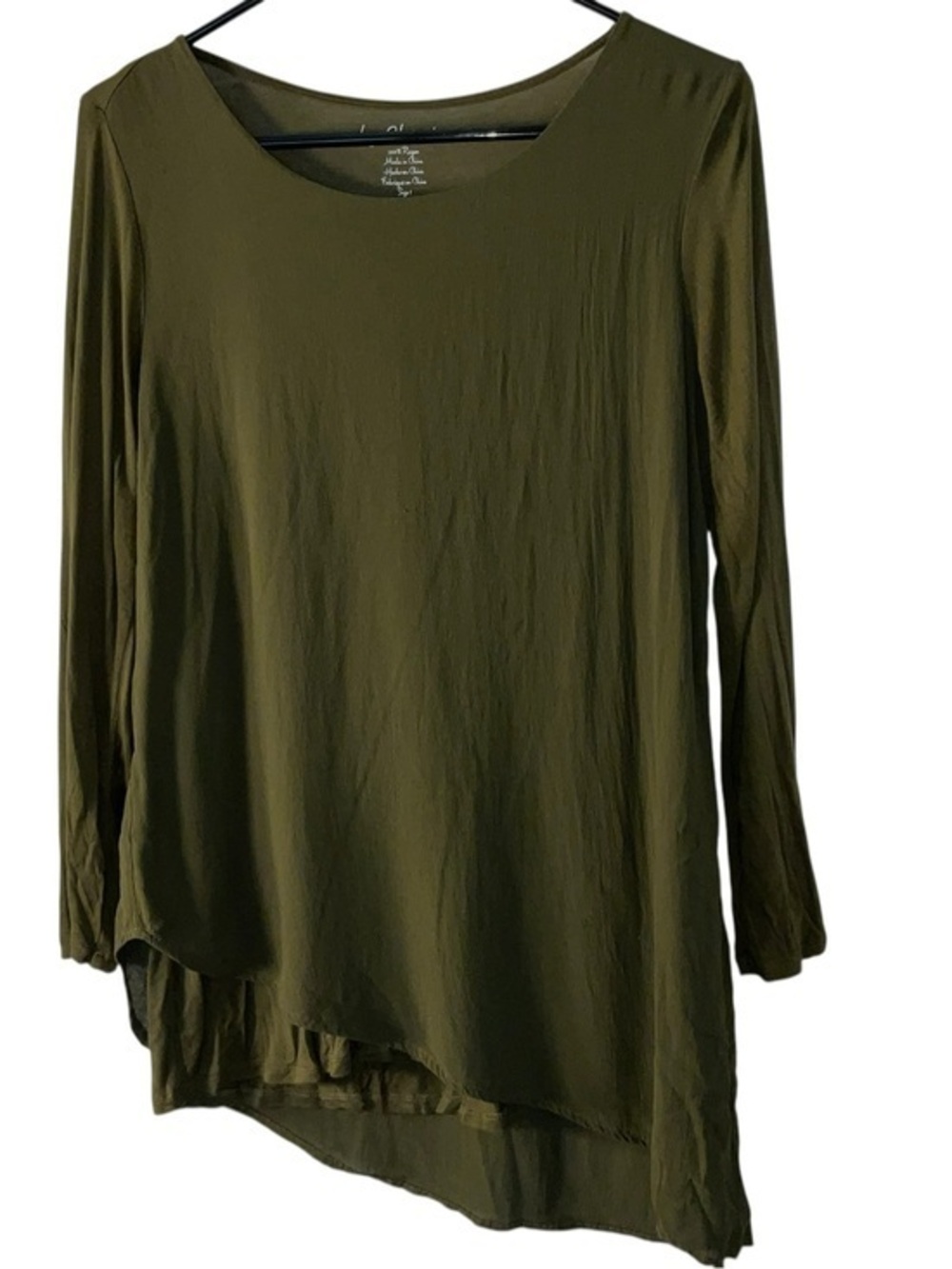 Chico's Olive Green Asymmetric Long-Sleeve Tee - Picture 1 of 7